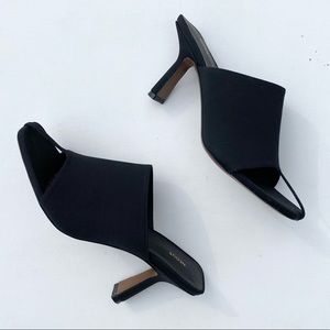 Neous Black Jumel 80mm Square Toe Thong Mules 8/38